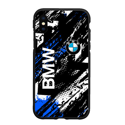 Чехол iPhone XS Max матовый BMW следы от шин / 3D-Черный – фото 1