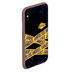 Чехол iPhone XS Max матовый LAKERS LOGO БРЫЗГИ КРАСОК, цвет: 3D-коричневый — фото 2