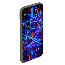 Чехол iPhone XS Max матовый NEON LINES Glowing Lines Effect, цвет: 3D-темно-зеленый — фото 2