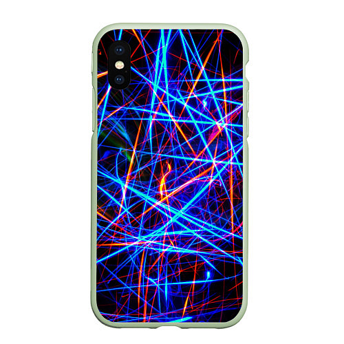 Чехол iPhone XS Max матовый NEON LINES Glowing Lines Effect / 3D-Салатовый – фото 1