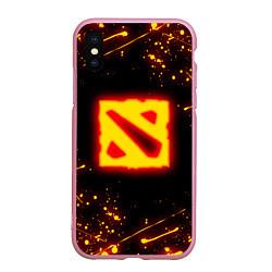 Чехол iPhone XS Max матовый DOTA 2 FIRE LOGO ДОТА 2 ОГНЕННЫЙ ЛОГО, цвет: 3D-розовый