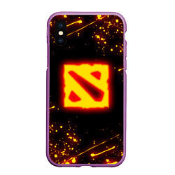 Чехол iPhone XS Max матовый DOTA 2 FIRE LOGO ДОТА 2 ОГНЕННЫЙ ЛОГО, цвет: 3D-фиолетовый