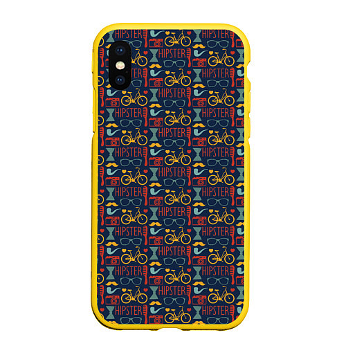 Чехол iPhone XS Max матовый HIPSTER модник / 3D-Желтый – фото 1