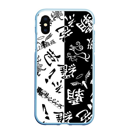 Чехол iPhone XS Max матовый Tokyo Revengers Black & White / 3D-Голубой – фото 1