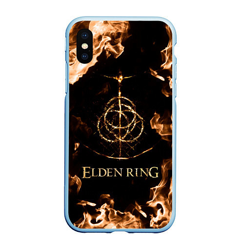 Чехол iPhone XS Max матовый Elden Ring Logo / 3D-Голубой – фото 1