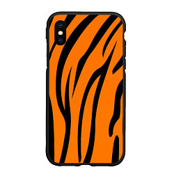 Чехол iPhone XS Max матовый Текстура тиграtiger, цвет: 3D-черный