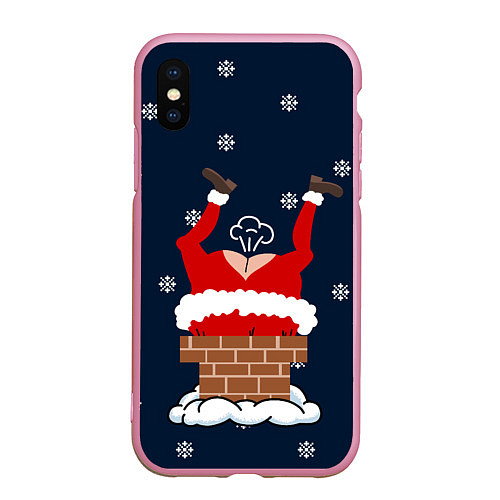 Чехол iPhone XS Max матовый САНТА КЛАУС ЗАСТРЯЛ SANTA / 3D-Розовый – фото 1