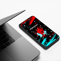 Чехол iPhone XS Max матовый Cyberpunk 2077 Белый снег, цвет: 3D-черный — фото 2