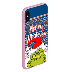 Чехол iPhone XS Max матовый MERRY WHATEVER GRINCH, цвет: 3D-розовый — фото 2