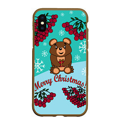 Чехол iPhone XS Max матовый Мишка и рождество