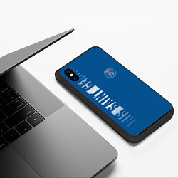 Чехол iPhone XS Max матовый PSG PARIS SAINT GERMAIN WHITE LINE SPORT, цвет: 3D-черный — фото 2