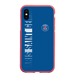 Чехол iPhone XS Max матовый PSG PARIS SAINT GERMAIN WHITE LINE SPORT, цвет: 3D-красный