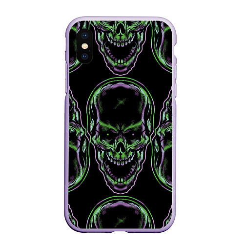 Чехол iPhone XS Max матовый Skulls vanguard pattern 2077 / 3D-Светло-сиреневый – фото 1