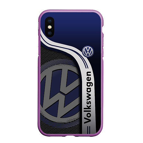 Чехол iPhone XS Max матовый Volkswagen Фольксваген / 3D-Фиолетовый – фото 1