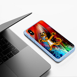 Чехол iPhone XS Max матовый Новогодний тигр пляшет, цвет: 3D-голубой — фото 2