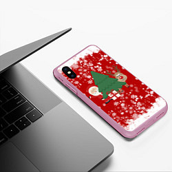 Чехол iPhone XS Max матовый Новогоднее настроение Santa, цвет: 3D-розовый — фото 2