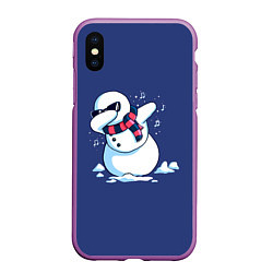Чехол iPhone XS Max матовый Dab Snowman in a scarf