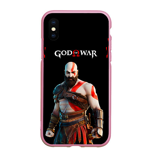 Чехол iPhone XS Max матовый God of War красные разводы / 3D-Розовый – фото 1