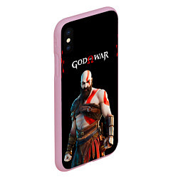 Чехол iPhone XS Max матовый God of War красные разводы, цвет: 3D-розовый — фото 2