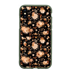 Чехол iPhone XS Max матовый Кофейные пятна и зёрна кофе