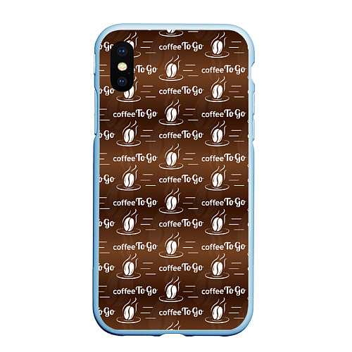 Чехол iPhone XS Max матовый Coffee To Go Кофе с собой / 3D-Голубой – фото 1