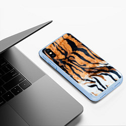 Чехол iPhone XS Max матовый Шкура тигра Новый год 2022, цвет: 3D-голубой — фото 2