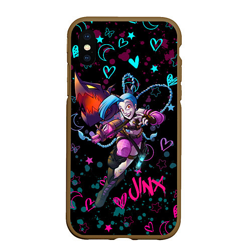 Чехол iPhone XS Max матовый ЛОЛ ДЖИНКС LOVE IS HEART / 3D-Коричневый – фото 1