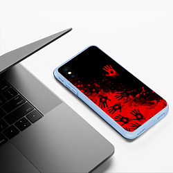 Чехол iPhone XS Max матовый Death Stranding Отпечаток рук паттерн, цвет: 3D-голубой — фото 2