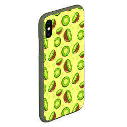 Чехол iPhone XS Max матовый Киви паттерн, цвет: 3D-темно-зеленый — фото 2