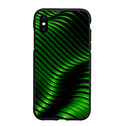 Чехол iPhone XS Max матовый Волны изумрудного металла, цвет: 3D-черный