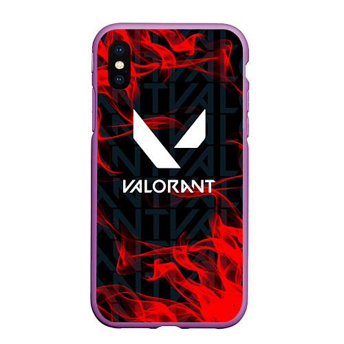 Чехол iPhone XS Max матовый Valorant Fire / 3D-Фиолетовый – фото 1