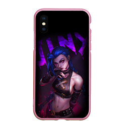 Чехол iPhone XS Max матовый JINX ARCANE НАДПИСЬ LEAGUE OF LEGENDS, цвет: 3D-розовый