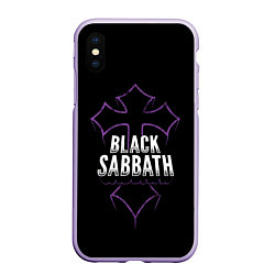 Чехол iPhone XS Max матовый Black Sabbat Cross, цвет: 3D-светло-сиреневый