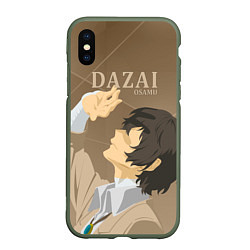 Чехол iPhone XS Max матовый Дазай Осаму Dazai Osamu, bungou stray dogs образ, цвет: 3D-темно-зеленый