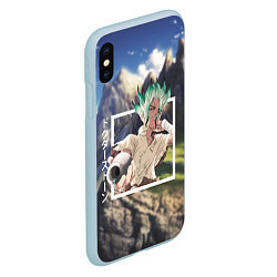 Чехол iPhone XS Max матовый Доктор Стоун Dr Stone, Сэнку Ишигами Ishigami Senk, цвет: 3D-голубой — фото 2