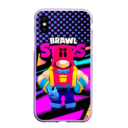 Чехол iPhone XS Max матовый ГРОМ БРАВЛ СТАРС GROM BRAWL STARS, цвет: 3D-сиреневый