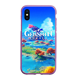 Чехол iPhone XS Max матовый МИР ГЕНШИН ИМПАКТ WORLD GENSHIN IMPACT, цвет: 3D-фиолетовый