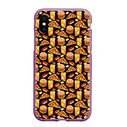 Чехол iPhone XS Max матовый Fast Food Фастфуд, цвет: 3D-фиолетовый