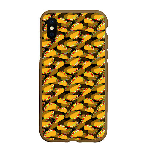 Чехол iPhone XS Max матовый Тако Tacos / 3D-Коричневый – фото 1