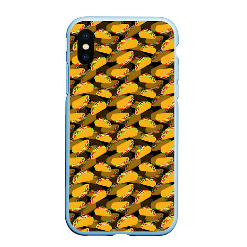 Чехол iPhone XS Max матовый Тако Tacos / 3D-Голубой – фото 1