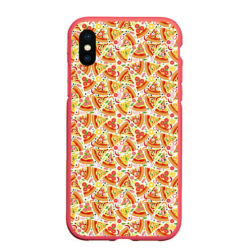 Чехол iPhone XS Max матовый Пицца Pizza / 3D-Красный – фото 1