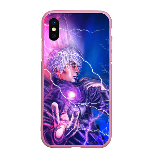 Чехол iPhone XS Max матовый Gojo Satoru Jujutsu Kaisen / 3D-Розовый – фото 1