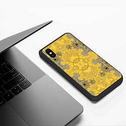 Чехол iPhone XS Max матовый Коллекция Фрактальная мозаика Желтый на черном 573, цвет: 3D-черный — фото 2