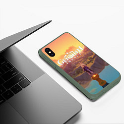 Чехол iPhone XS Max матовый КРАСОЧНЫЙ МИР GENSHIN IMPACT ЗАКАТ, цвет: 3D-темно-зеленый — фото 2