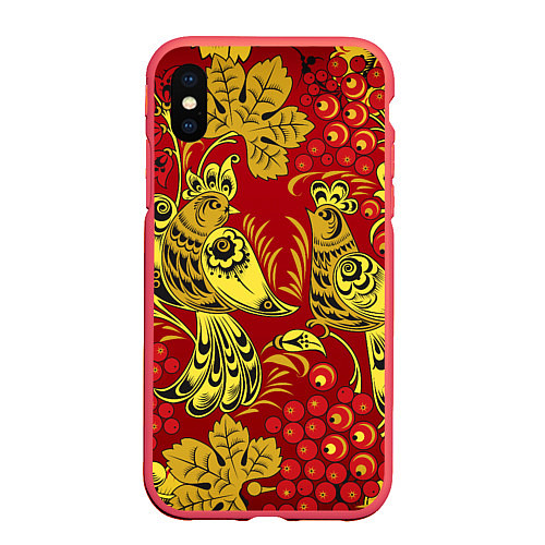 Чехол iPhone XS Max матовый Хохлома / 3D-Красный – фото 1