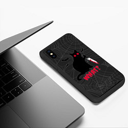 Чехол iPhone XS Max матовый What? Кот убийца, цвет: 3D-черный — фото 2