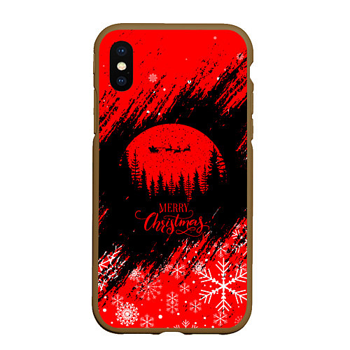 Чехол iPhone XS Max матовый Merry Christmas - Новогодний шар / 3D-Коричневый – фото 1