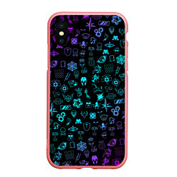 Чехол iPhone XS Max матовый RAINBOW SIX SIEGE NEON PATTERN SYMBOL, цвет: 3D-баблгам