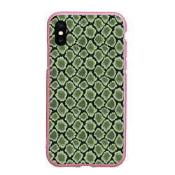 Чехол iPhone XS Max матовый Змеиная Шкура Snake, цвет: 3D-розовый