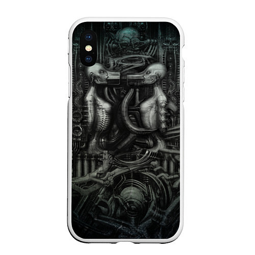 Чехол iPhone XS Max матовый Gigers worlds Миры Ганса Гигера / 3D-Белый – фото 1